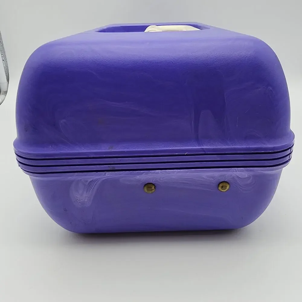 Vintage 90s Caboodles Makeup Case Purple Swirl Mirror Slide Out Trays 3 Tier USA